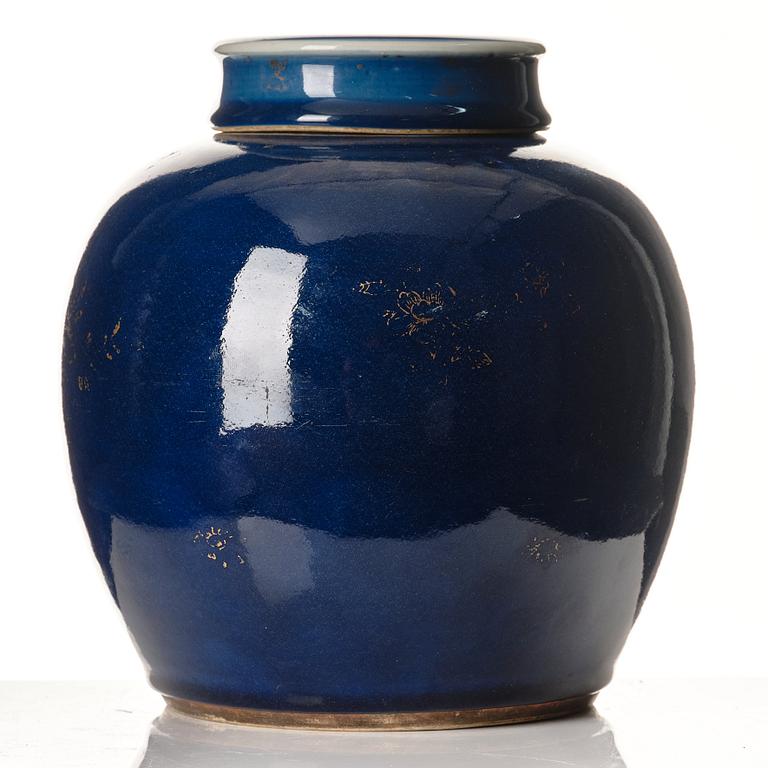 A powder blue jar with cover, Qing dynasty, 18th Century.