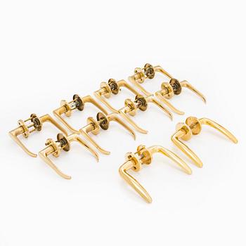 A set of 8 + 2 mid and late 20th century door handles.