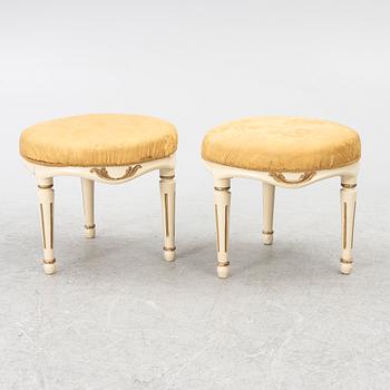 A pair of Gustavian stools, Sweden, late 18th century.