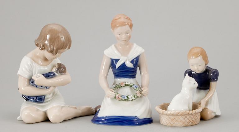 FIGURINER, 3 st, porslin, Bing & Gröndahl samt Royal Copenhagen.