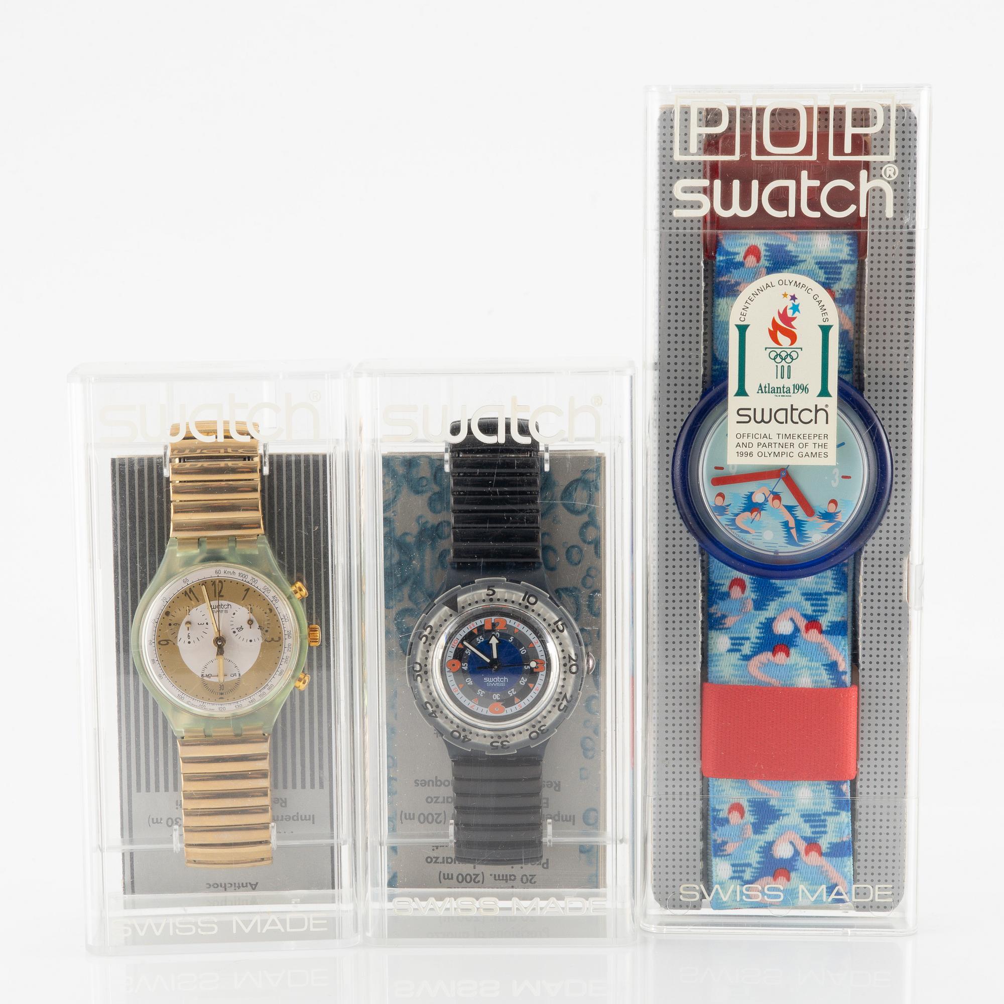 Parti med 18 Swatch-klockor från omkring 1990, "No Reserve".