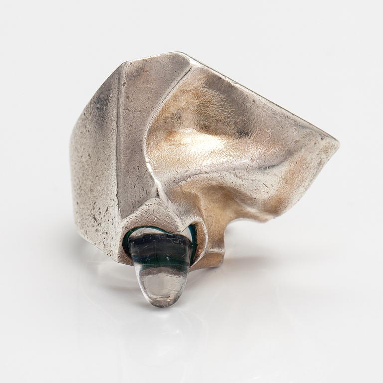 Björn Weckström, "Creature's eye", a sterling silver and acrylic ring. Lapponia 1974.