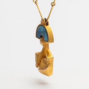 Björn Weckström,  "Balak", a 14K gold necklace with an opal triplette. Lapponia 1977.