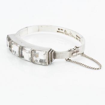 Wiwen Nilsson, bangle, silver with rock crystal,