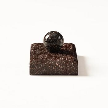 A 'Blyberg' porphyry Empire paperweight from Älvdalen, first part 19th century.