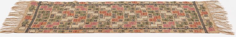 Märta Måås-Fjetterström, A textile, "Lövendal", flat weave, ca 145,5-147 x 70-71,5 cm, signed MMF.