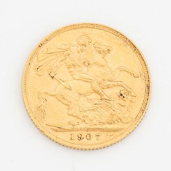 Edward VII, guldmynt, sovereign, 1907.
