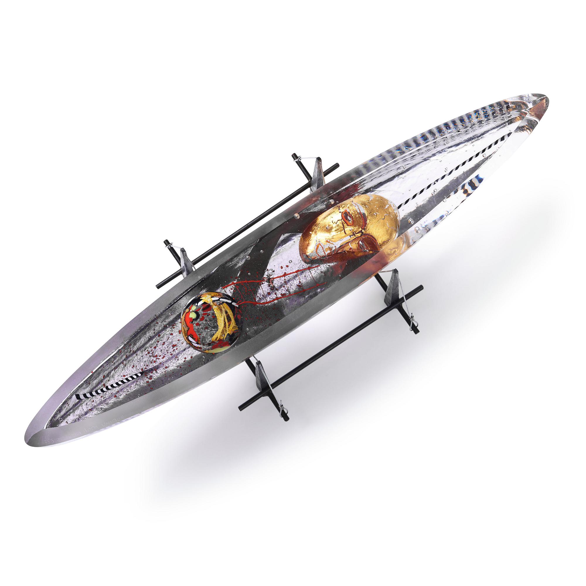 Bertil Vallien, a unique "Voyage XXV" cast glass sculpture, Kosta Boda, Sweden 2019.
