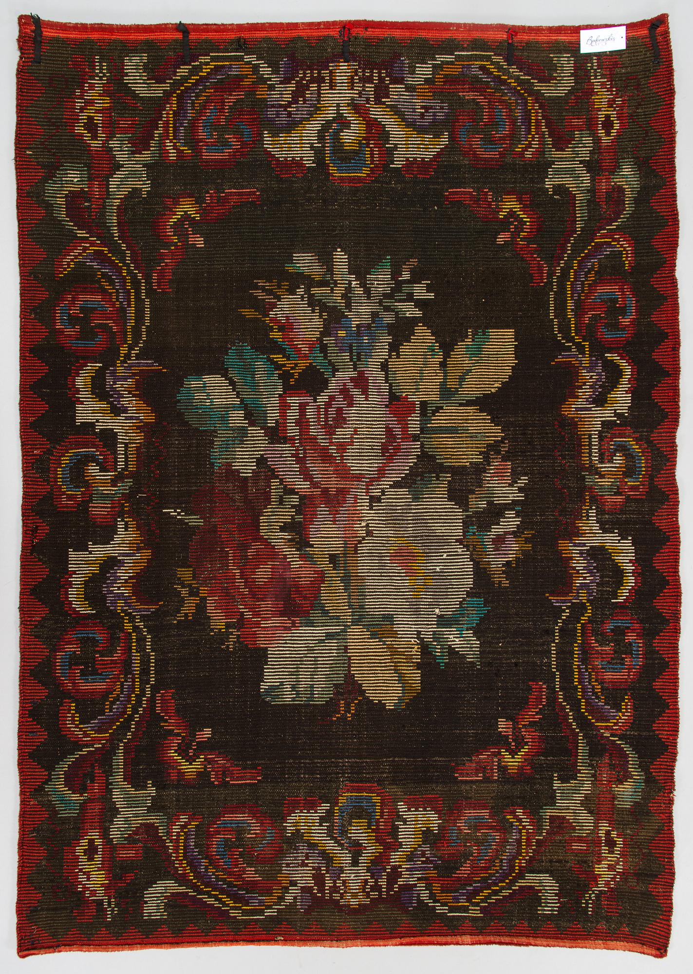A late 19th Century Finnish folkart long pile ryijy-rug. Circa 200 x 150 cm.