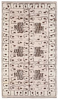 932. RUG. "Skvattram". Knotted pile in relief (reliefflossa). 219 x 123 cm. Signed MMF.