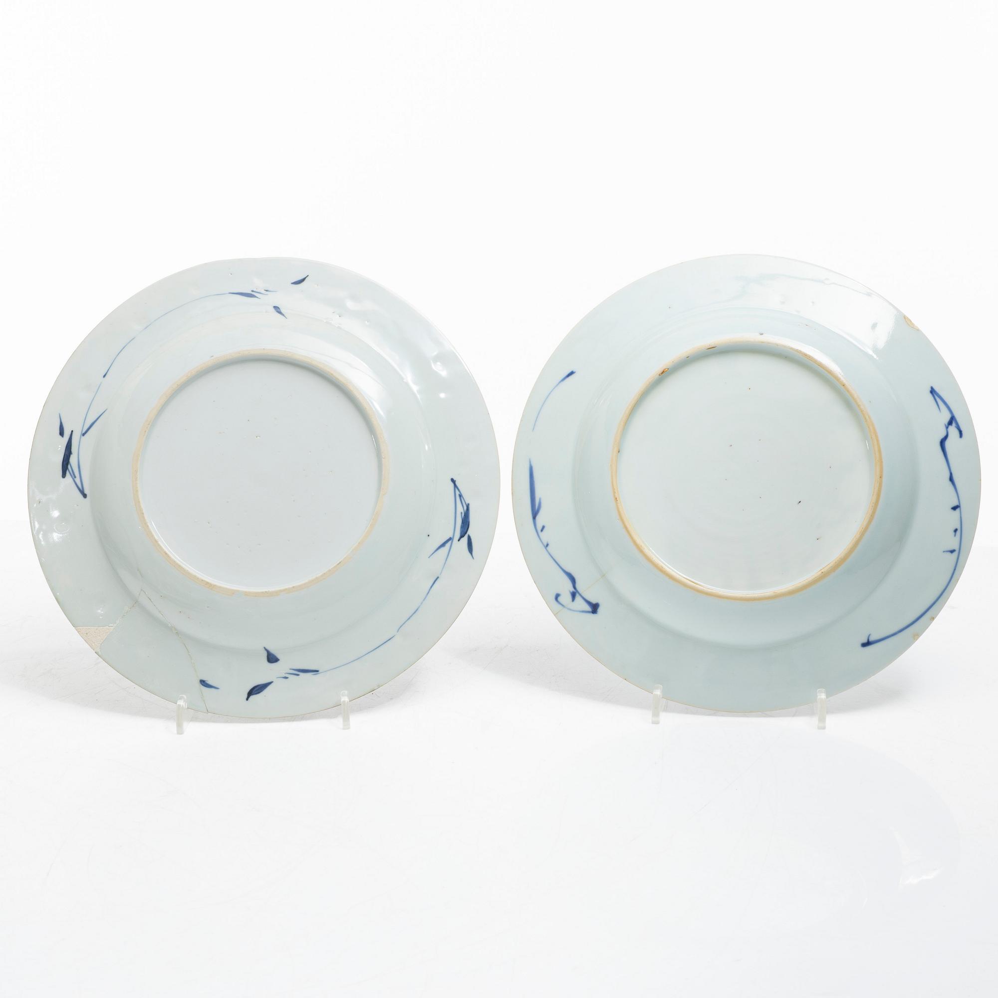 Eleven blue and white porcelain plates, China, Qing dynasty 18th century.