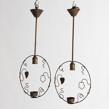 A pair of Swedish Modern ceiling lamps, 1940s.