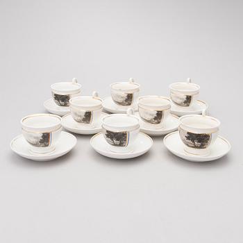 A set of eight porcelain coffee cups from the first half of the 19th Century.