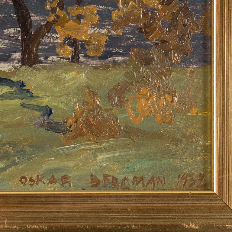 Oskar Bergman, olja på pannå, signerad och daterad 1932.