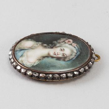 PETER ADOLF HALL, miniature. Signed. Gouache.