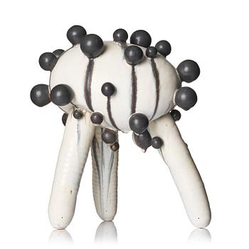 5. Mårten Medbo, a stoneware sculpture, "Tripod", executed in his studio, 2020.