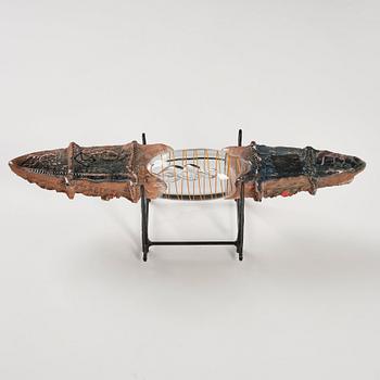 Bertil Vallien, "Precious Cargo", a unique sand cast glass sculpture of a boat, Kosta Boda 1987.