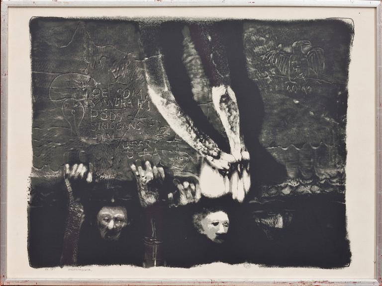 ROJ FRIBERG, litografi, monogramsignerad, provtryck. Daterad -78.