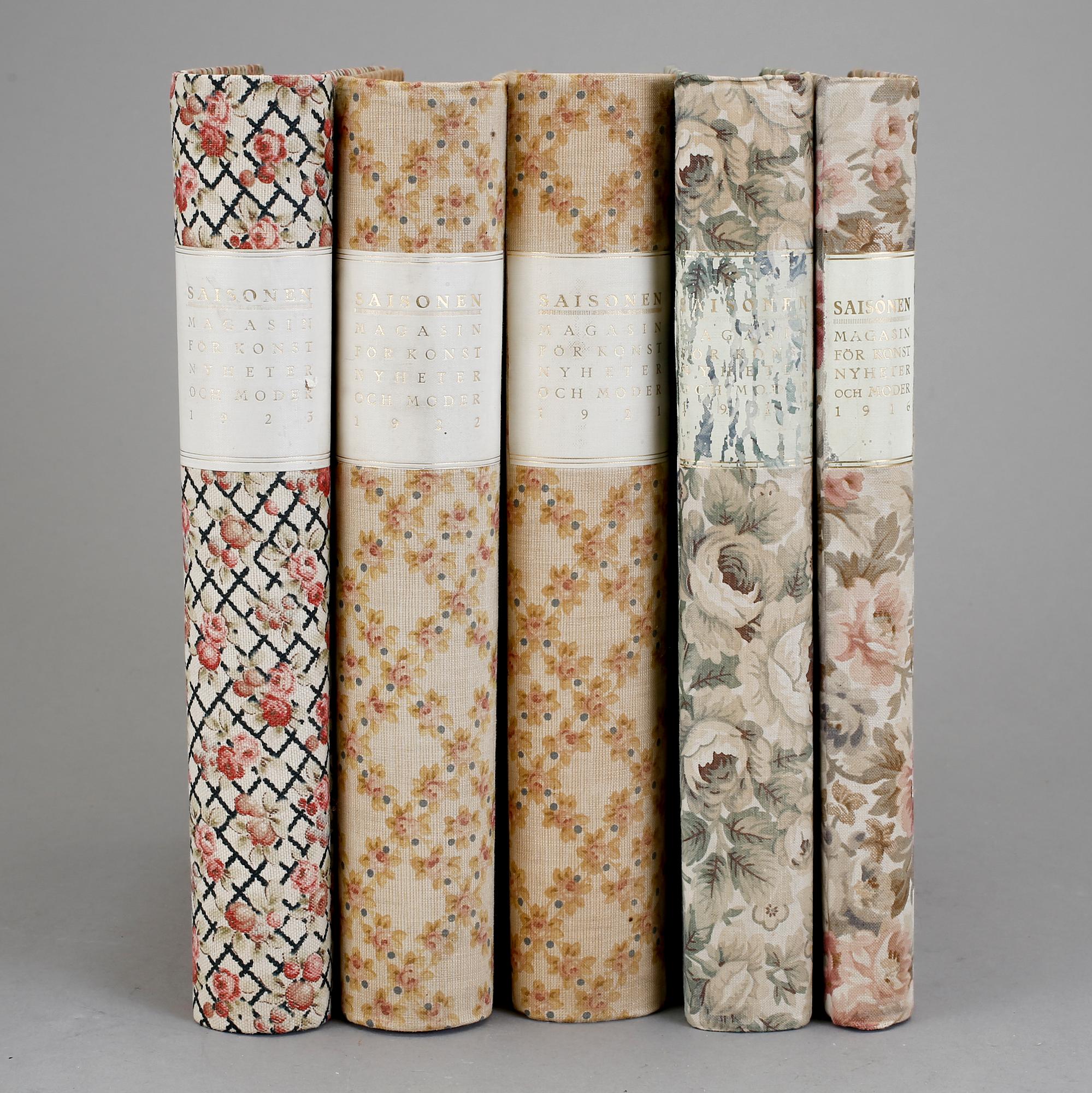 INBUNDNA TIDSKRIFTER, "Saisonen - Magasin för konst, nyheter och moder", årgångar 1916, -17, -21, -22 och -23.