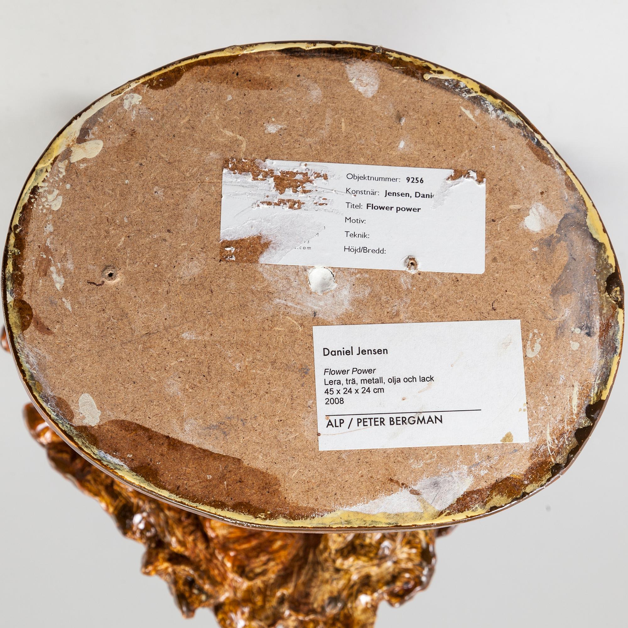 DANIEL JENSEN, sculpture in mixed media, signed with label.
