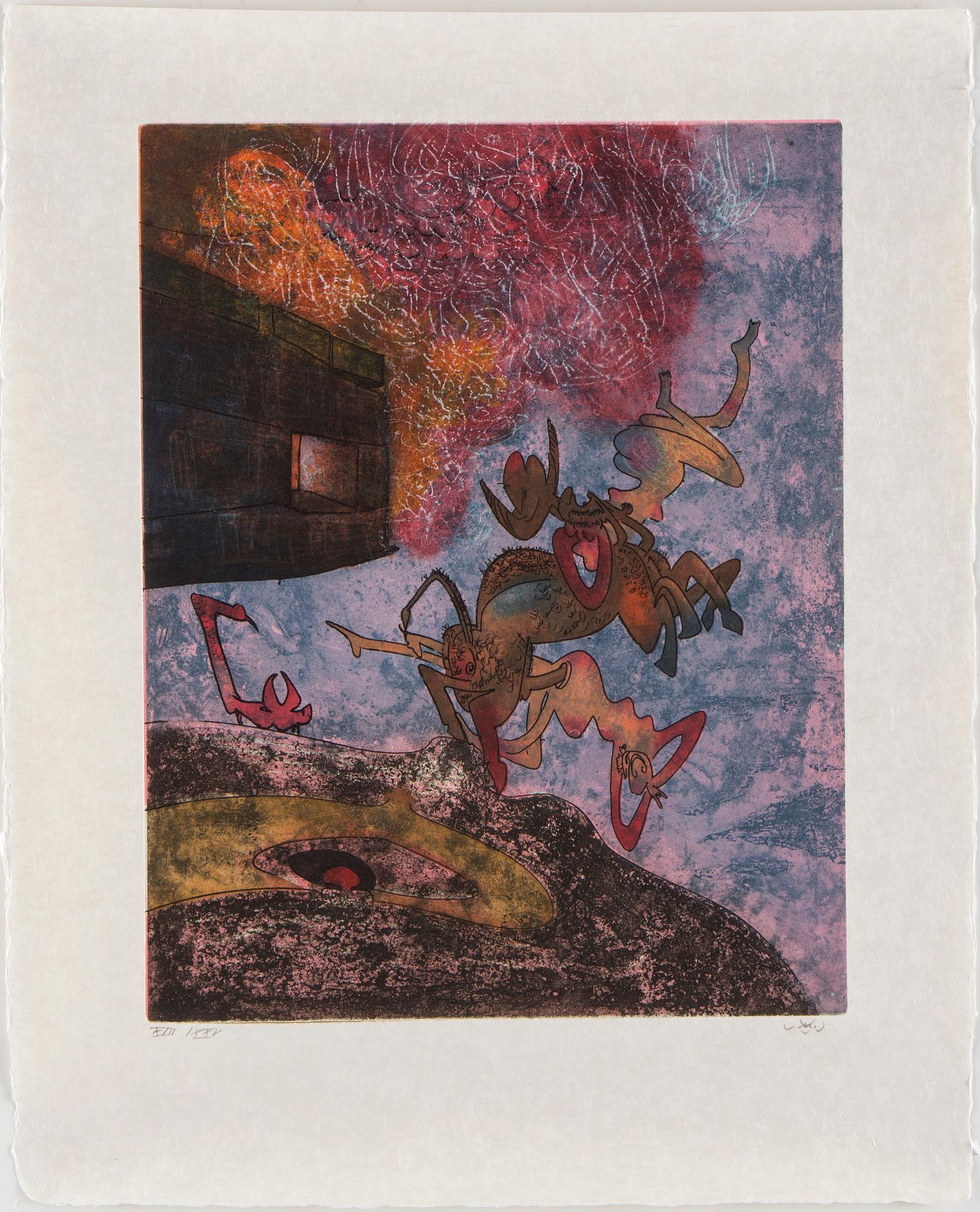 ROBERTO MATTA, Suite with 10 aquatints in colours, 1975, on Japon nacré paper.