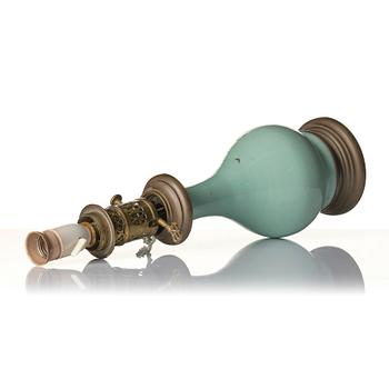 A celadon vase made into a lamp, circa 1900.