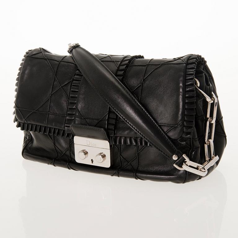 CHRISTIAN DIOR Quilted Ruffle Leather New Lock Flap Bag.