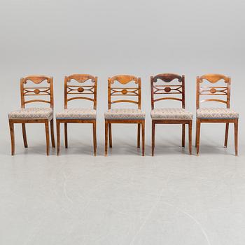 A set of five mid 19th century chairs.