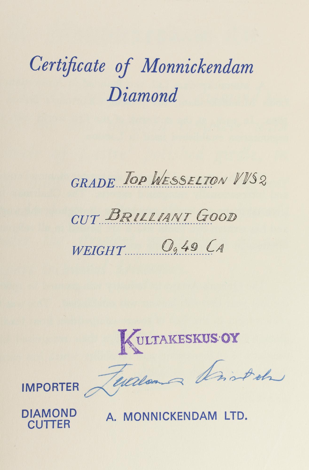 DIAMANT, briljantslipad 0,49 ct D-E (River) / VVS2.