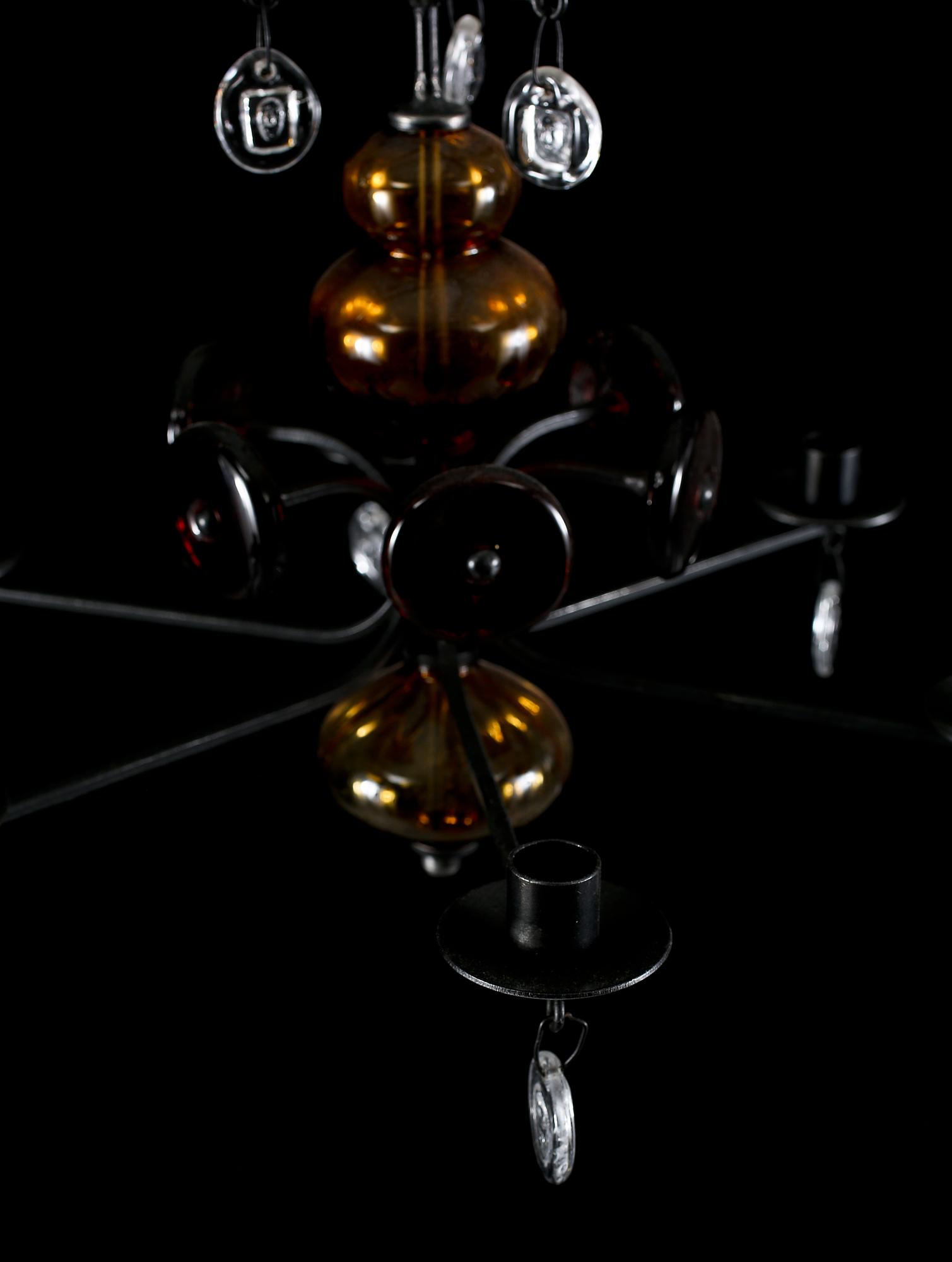 LJUSKRONA, Erik Höglund, 1900-talets andra hälft. Höjd 40 cm exkl krokar.