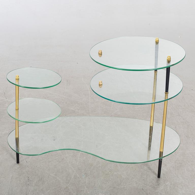 BORD, två delar, glas, butiks skyltning, Belgien, 1900-talets mitt.