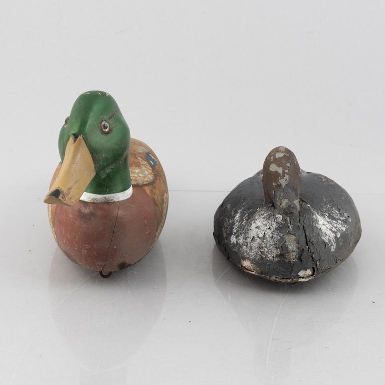 A set of six wooden duck decoys, 20th century.
