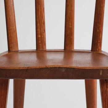 Axel Einar Hjorth, a set of three stained pine "Utö" chairs, Nordiska Kompaniet, Sweden, 1930s.