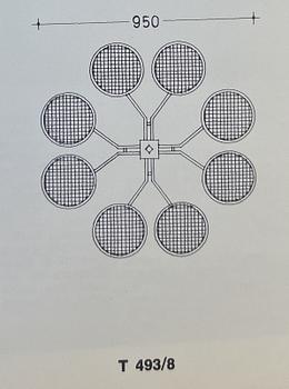 Hans-Agne Jakobsson, taklampa, modell "T 493/8", Hans-Agne Jakobsson AB, Markaryd, 1970-tal.