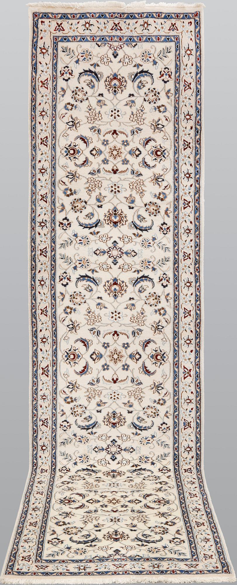 A part silk Nain, runner so called 9 LAA, ca 290 x 75 cm.