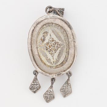HÄNGSMYCKE, filigranarbete, silver.