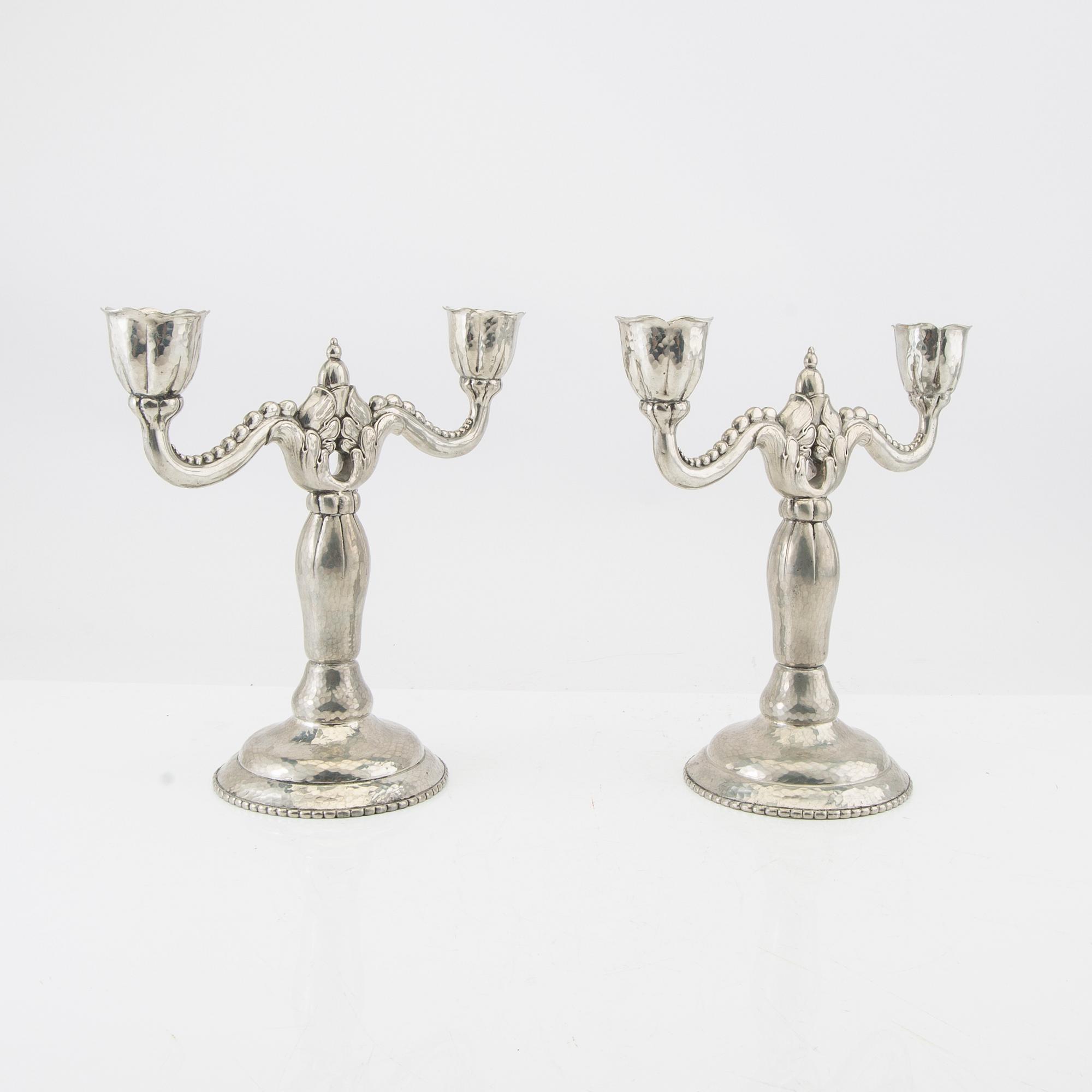 Candelabras, a pair from Denmark, first half of the 20th century, pewter.