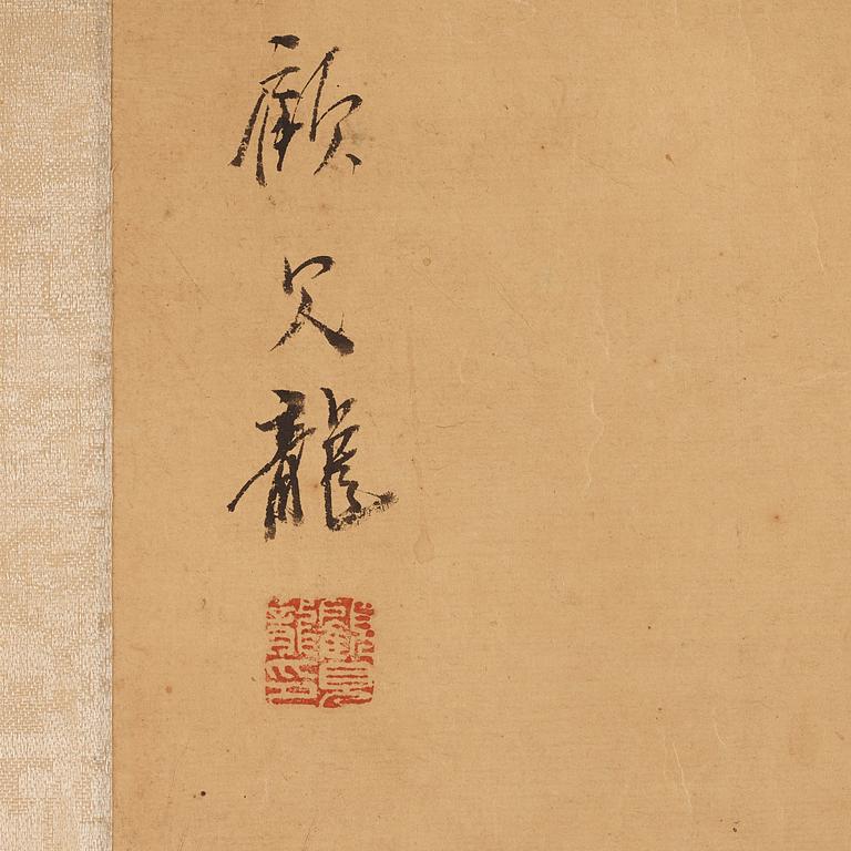 A Chinese scroll painting by un unkown artist, late Qing dynasty.