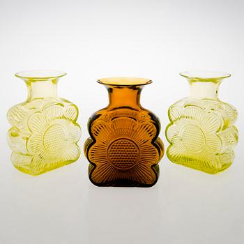 TAMARA ALADIN, VASER, 3 st, glas, "Amuletti", 1731, Riihimäen Lasi, 1971-1975.