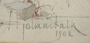 HJALMAR FALK, akvarell, sign och dat 1902.