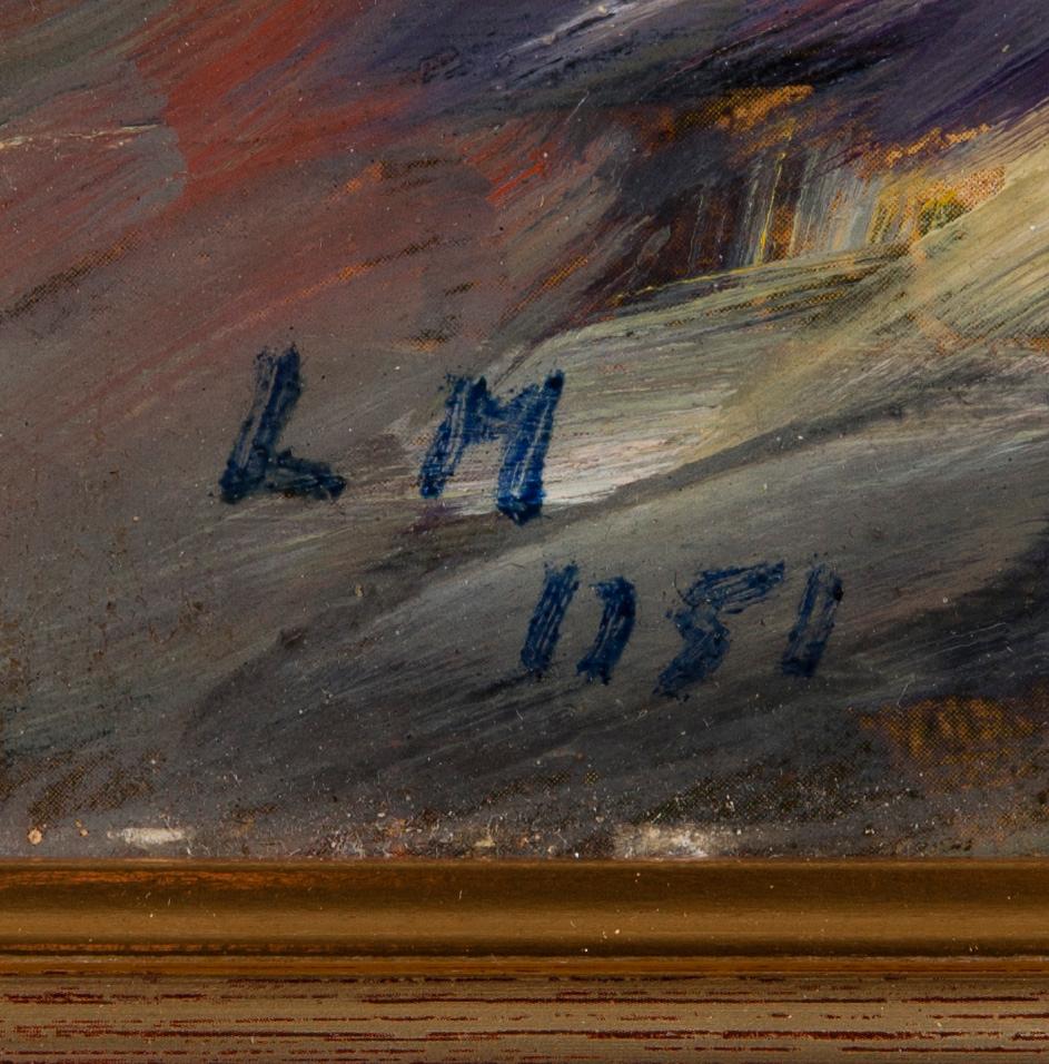 OKÄND KONSTNÄR, olja på skiva, signerad LM och daterad 1951.