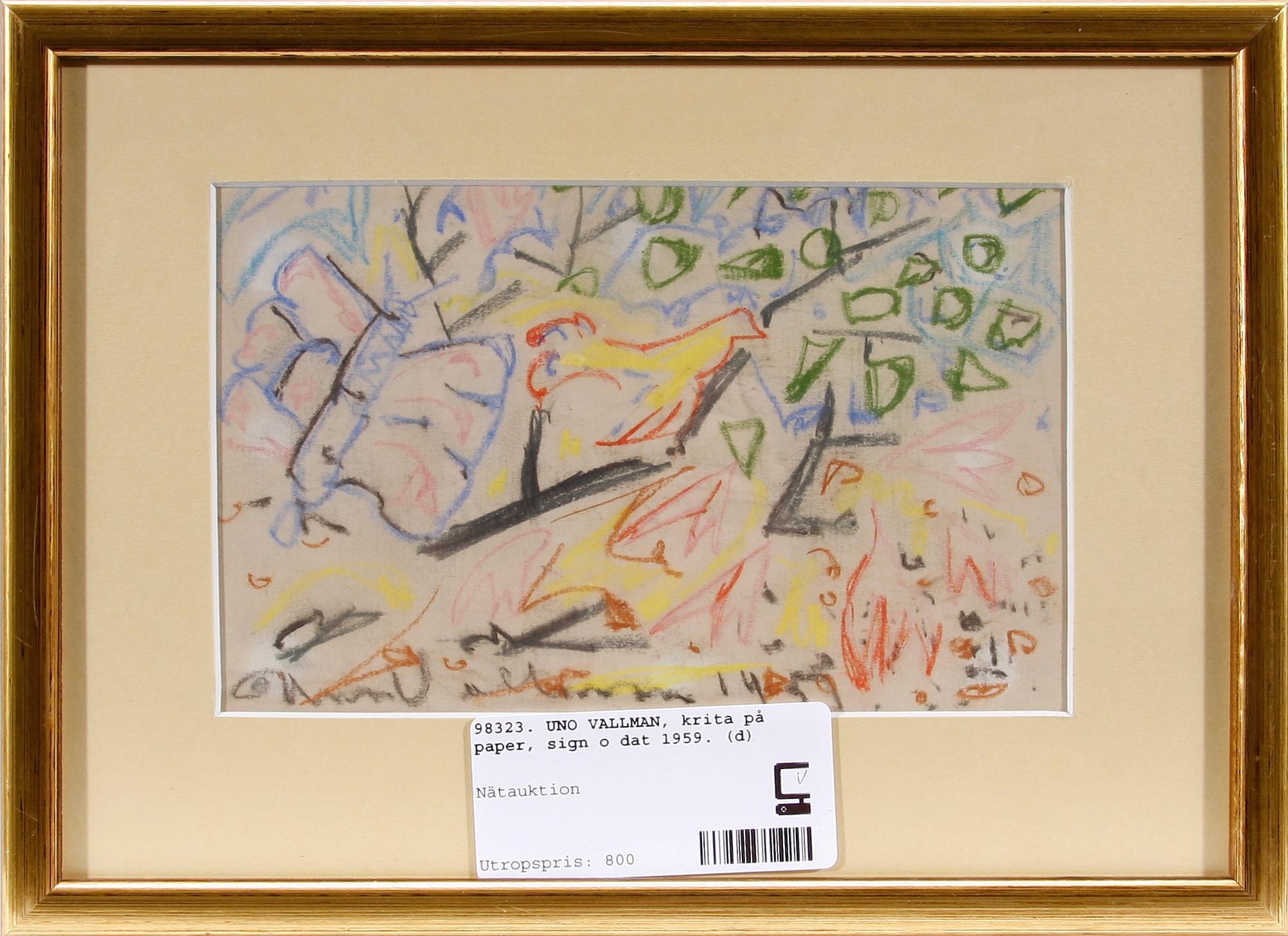 UNO VALLMAN, krita på papper, sign o dat 1959.