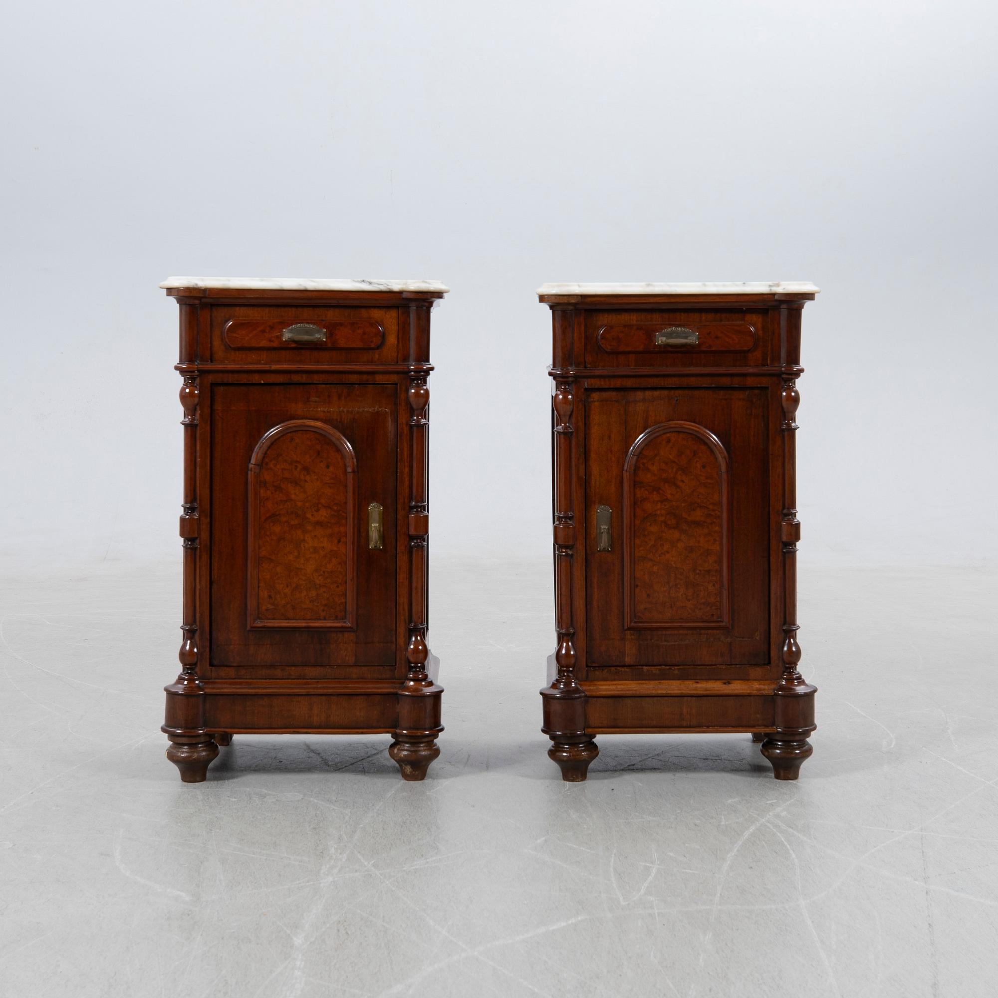 Nightstands, a pair, first half of the 20th century.