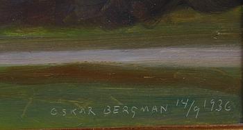 OSKAR BERGMAN, olja på pannå, sign o dat 14/9 1936.