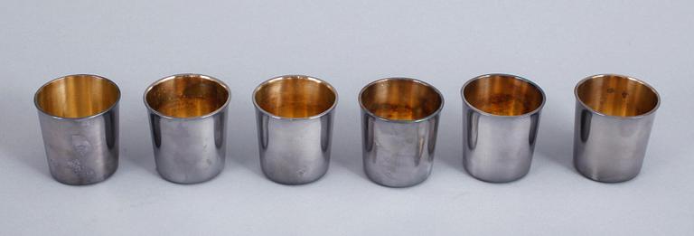 BÄGARE, 6 st, silver, guldsmedsaktiebolaget, Stockholm, 1952. tot vikt ca 344.