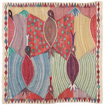 TEXTILE. "Brokiga fåglar". Tapestry weave. 54,5 x 54 cm. Signed MR.