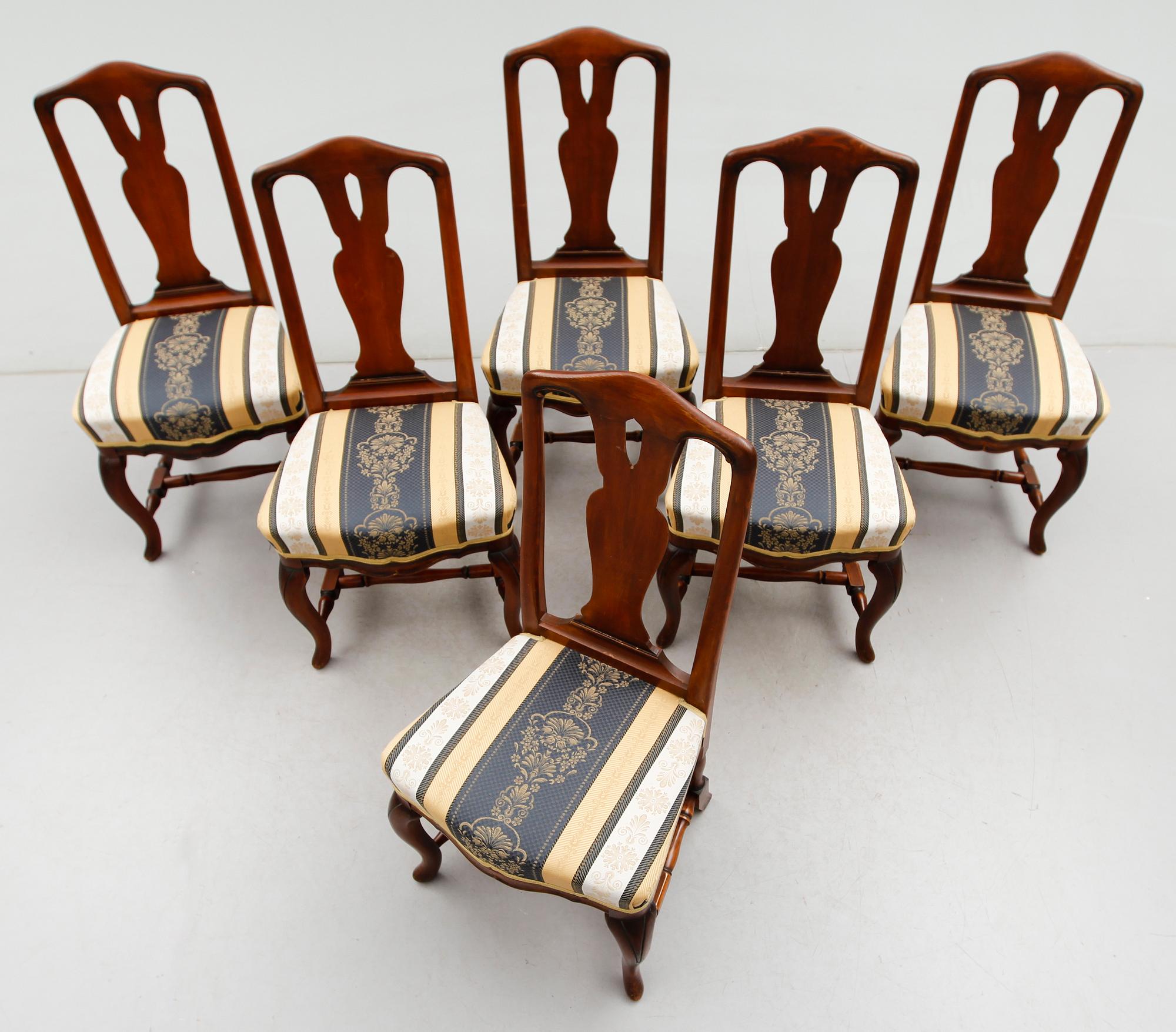 STOLAR, 6 st, senbarockstil, Åmells, 1900-talets andra hälft.