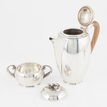 A three piece sterling silver coffee set, nordisk Silverkonst, Helsingborg, Sweden, 1948.