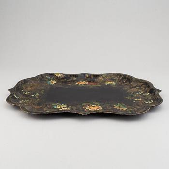 Two painted flower pots and 3 trays, 19th/20th Century.