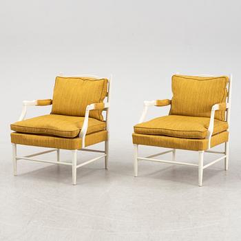 A pair of Gustavian style armchairs, second half of the 20th Century.